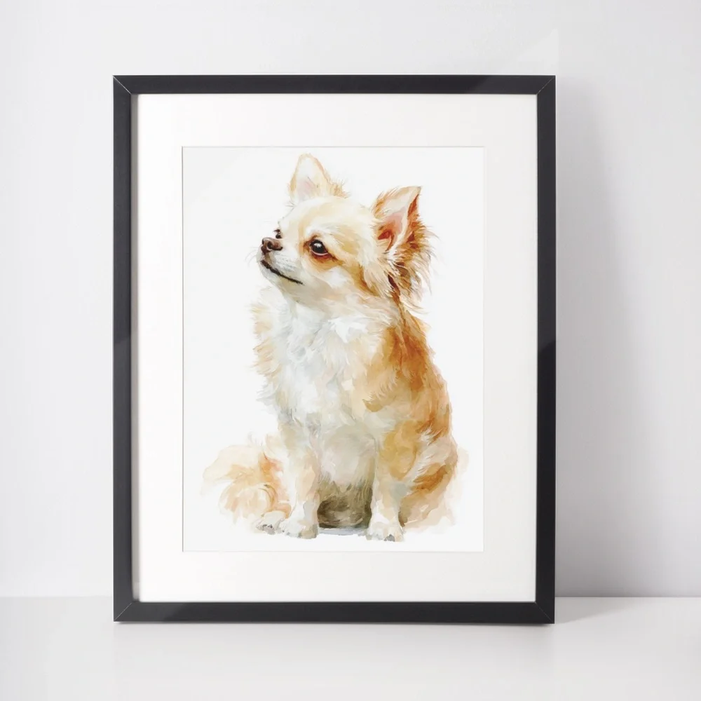 Watercolor Chihuahua Dog Portrait Wall Art Print Poster Unframed - Cute Pet - Picture 3 of 6